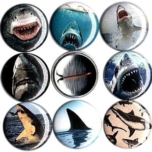 Shark Week 8 NEW 1" buttons pins badges gr…